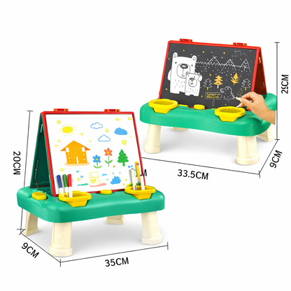 2-in-1 Kids Drawing Board Table – Dual Painting Modes Art Set