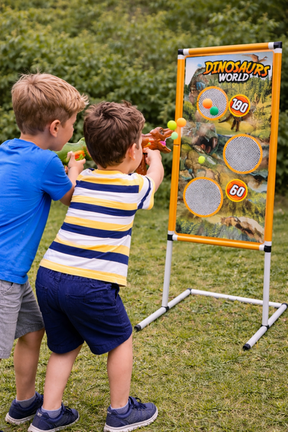 Dinosaur Popper Target Shooting Game – 2 Blasters + 20 Soft Foam Balls + Standing Target