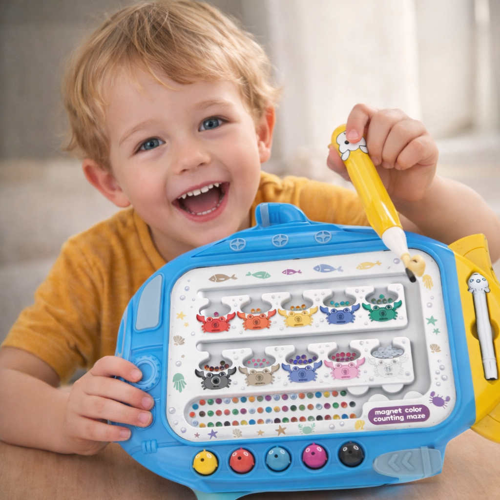 3-in-1 Submarine Mosaic Art Board– Dot Painting, Color Matching & Fine Motor Fun!