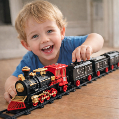Classical Train Set with Lights & Sound  – Vintage Steam Engine Adventure for Kids