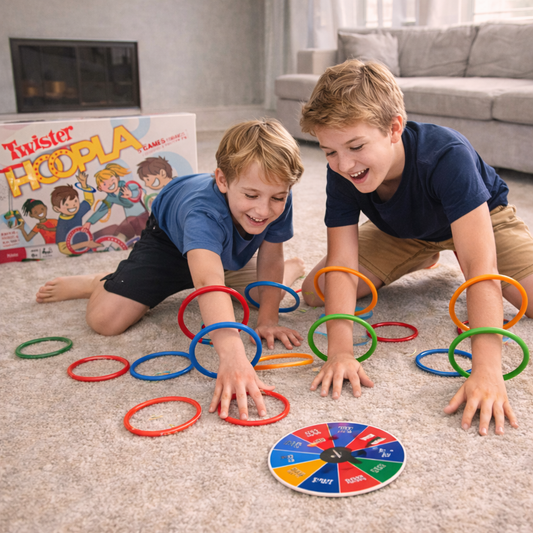 Twister Hoopla  – 5 Fun Party Games in 1 with Colorful Rings