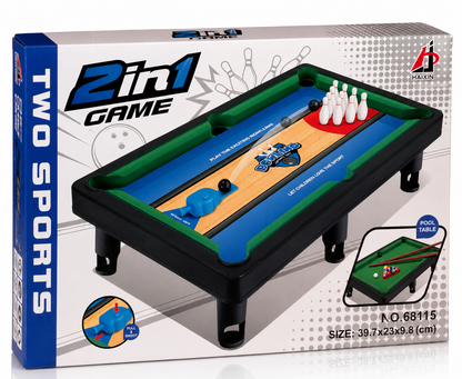 Billiard + Bowling: 2-in-1 Mini Sports Tables