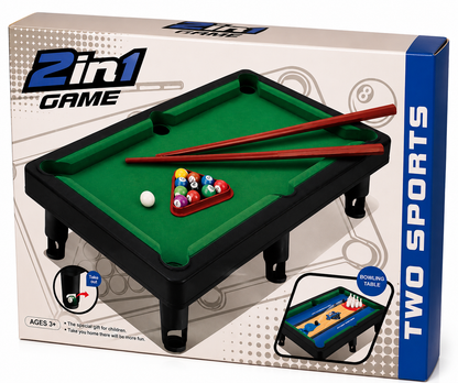 Billiard + Bowling: 2-in-1 Mini Sports Tables
