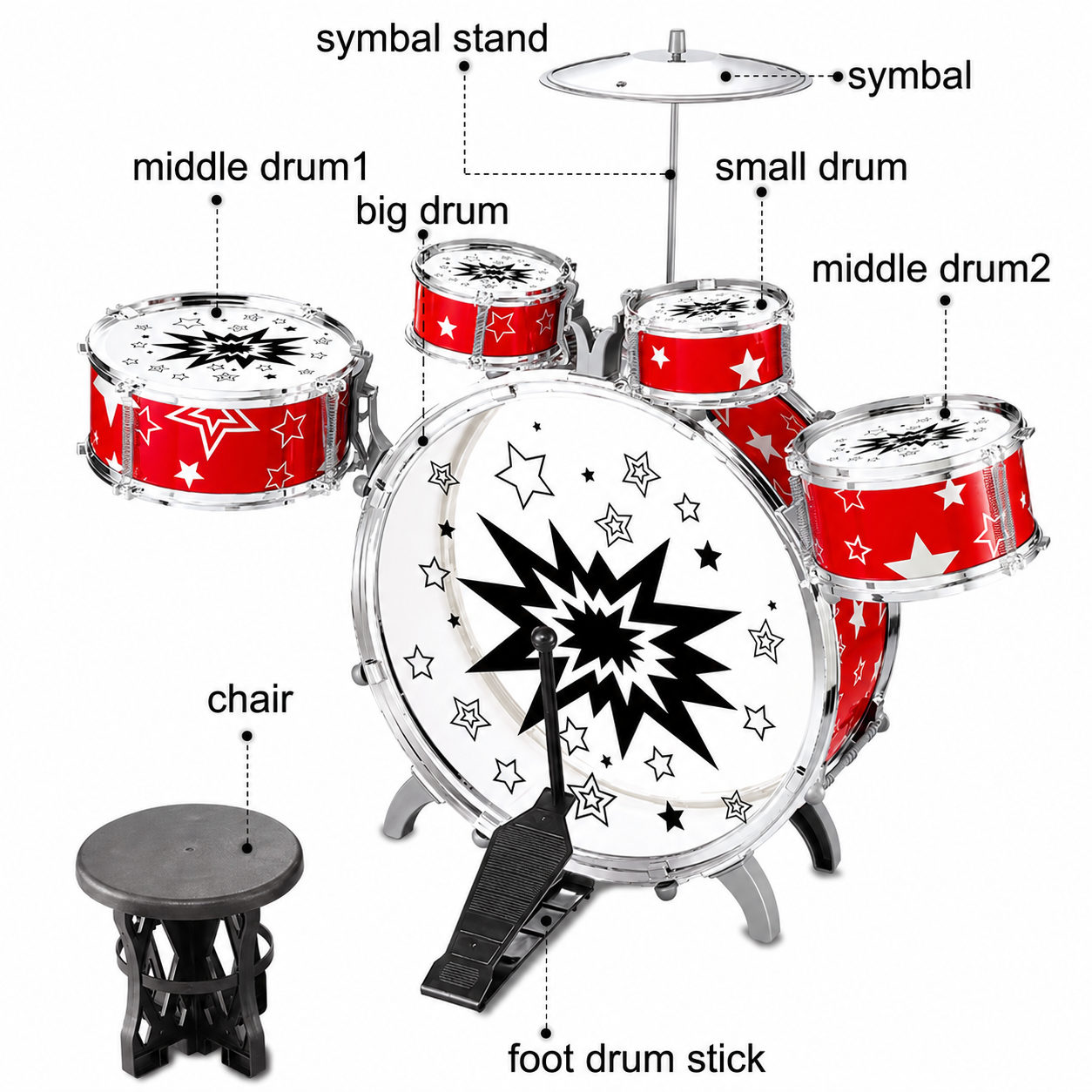 Kids Jazz Drum Set – 9 Piece Musical Kit
