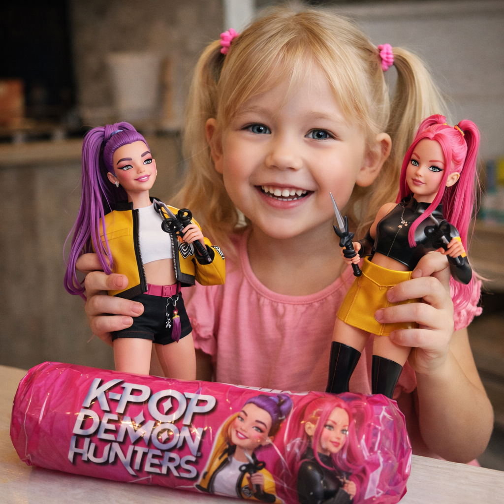 K-Pop Demon Hunters Surprise Toy (biggest size box) + accessories+ portable case with dividers