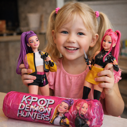 K-Pop Demon Hunters Surprise Toy (biggest size box) + accessories+ portable case with dividers