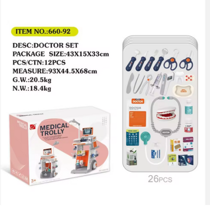 Kids Medical Trolley Doctor Set – Interactive Hospital Play Cart (26 PCS)
