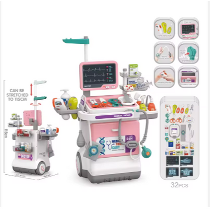 Kids Medical Trolley Doctor Set – Interactive Hospital Play Cart (26 PCS)
