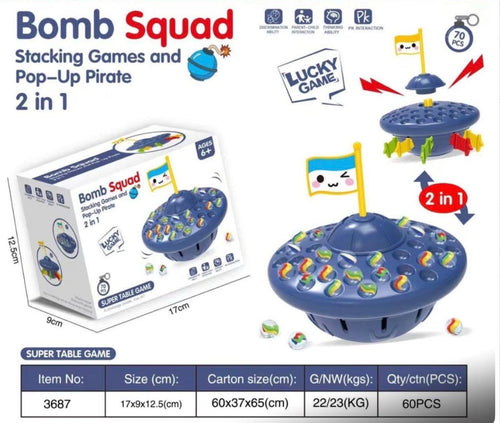 2-in-1  Bomb Squad Stacking Game Pop-Up Pirate