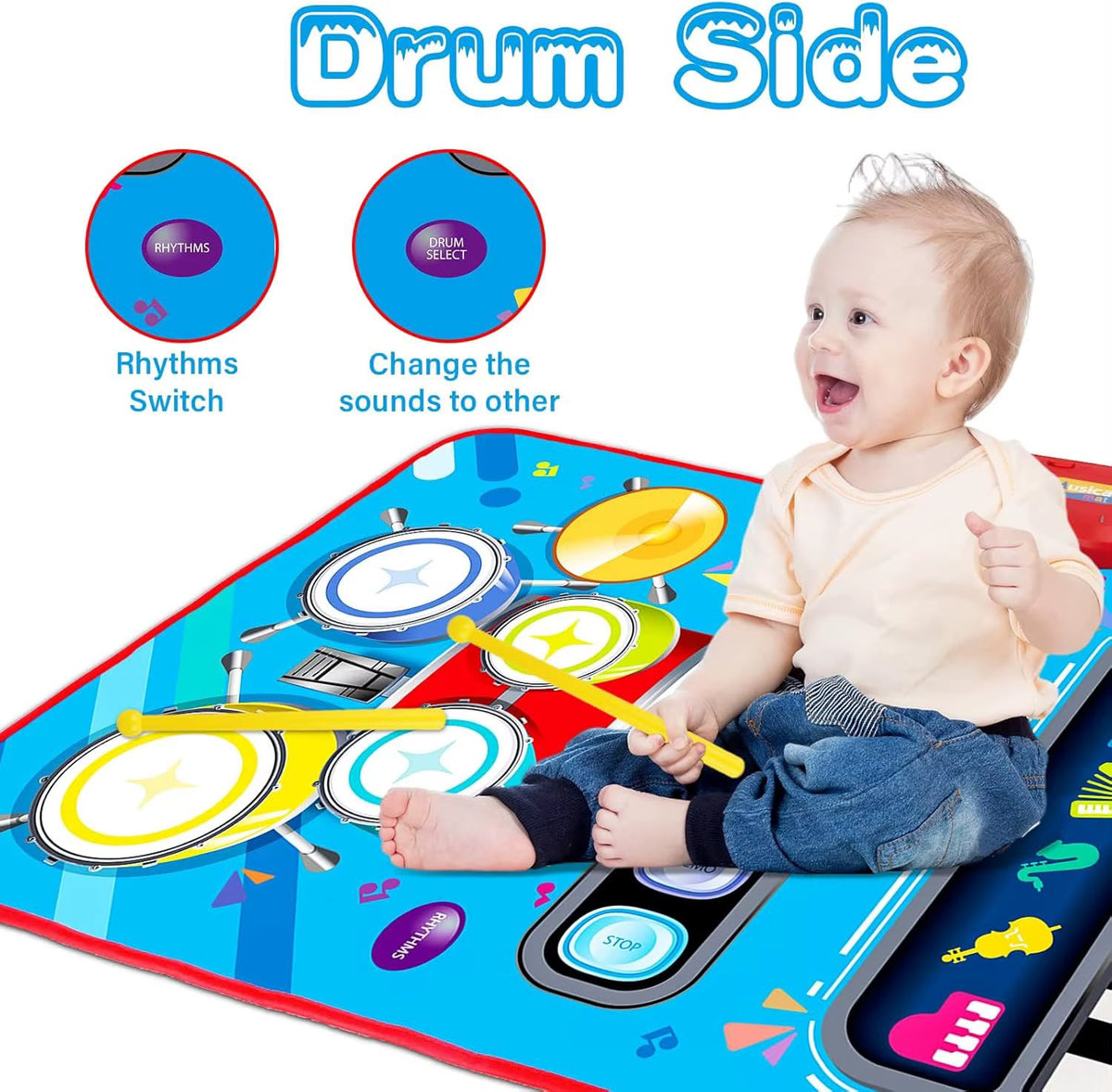 2-in-1 Piano Drum Musical Play Mat