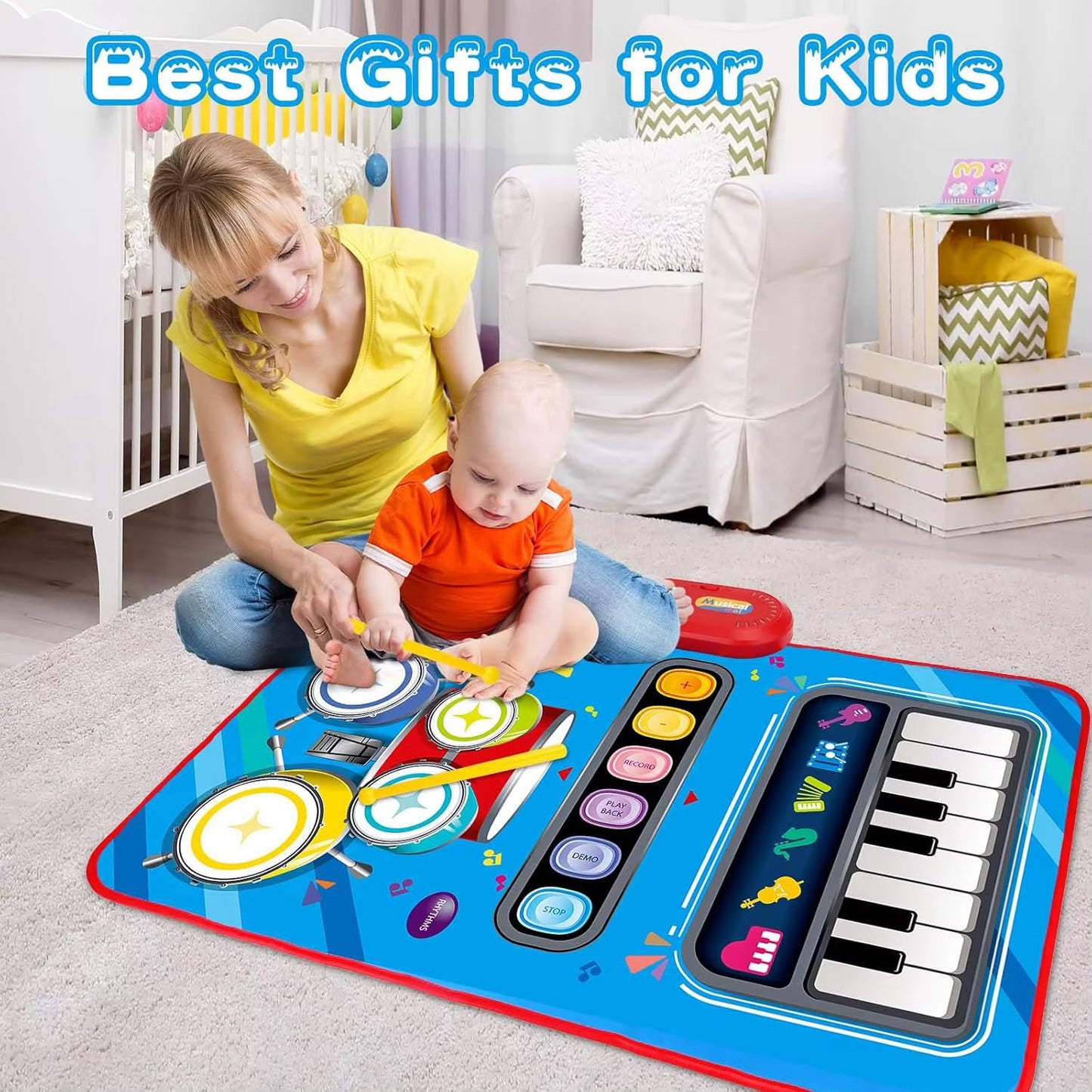 2-in-1 Piano Drum Musical Play Mat