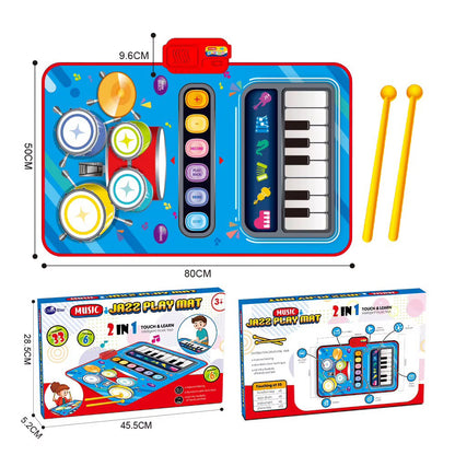 2-in-1 Piano Drum Musical Play Mat