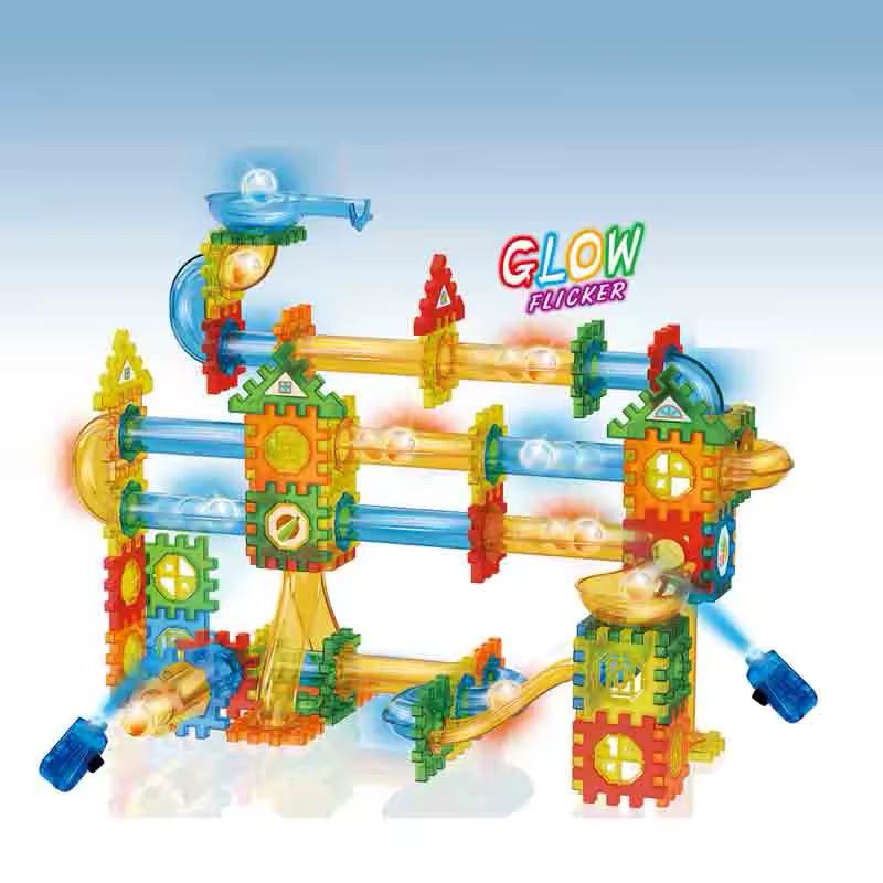 172-Piece Pipeline Rolling Building Blocks Set – Glow Flicker Marble
