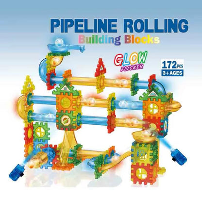 172-Piece Pipeline Rolling Building Blocks Set – Glow Flicker Marble