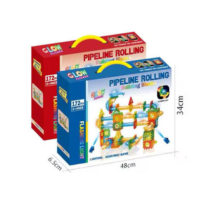 172-Piece Pipeline Rolling Building Blocks Set – Glow Flicker Marble