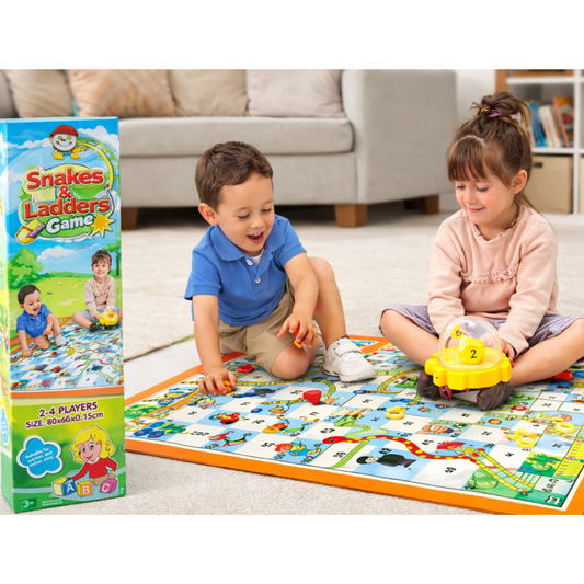 Snakes & Ladders Classic Family Board Game – Fun Learning Playmat