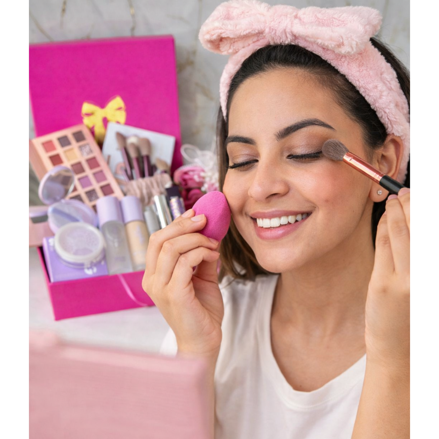 Ultimate Pink Glam Beauty Gift Box – Complete Makeup & Brush Set